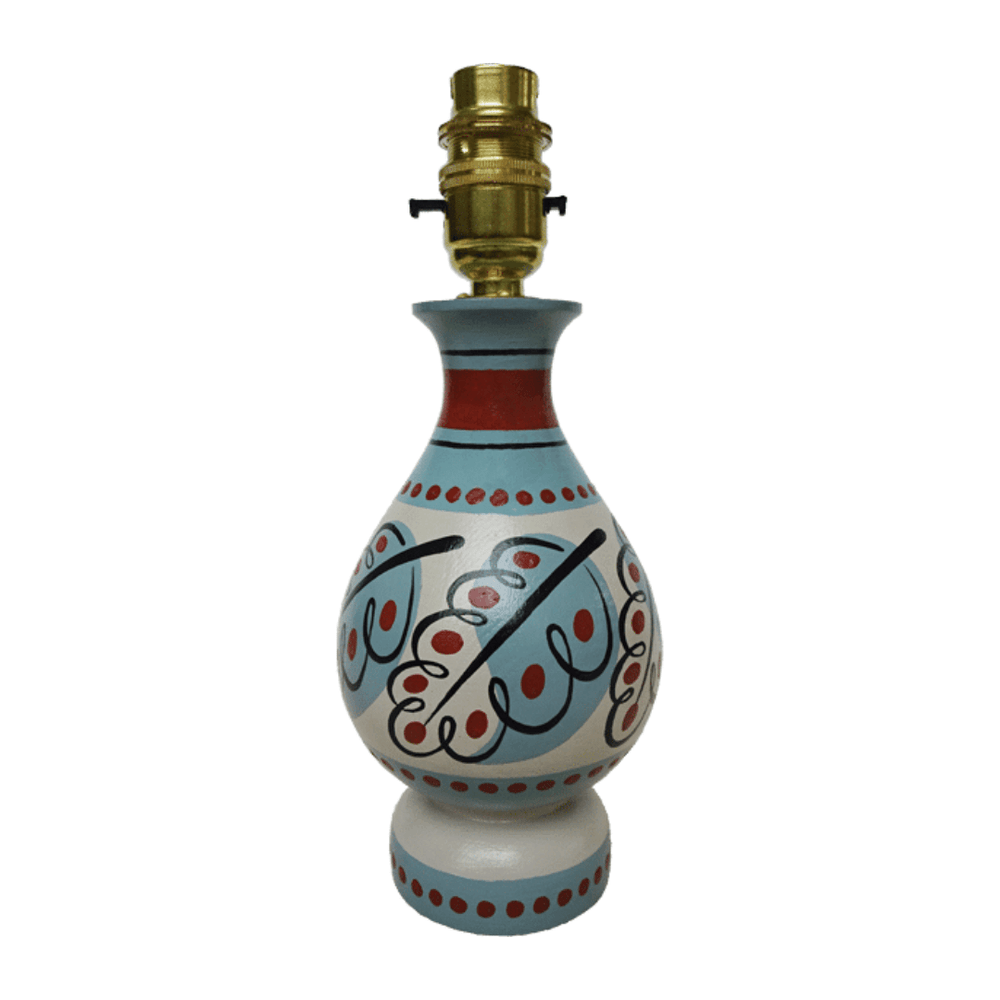 Paisley Leaf Vase Lamp - Blue