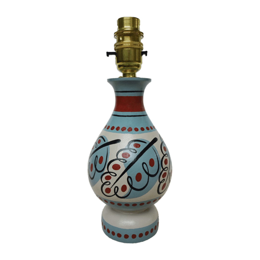 Paisley Leaf Vase Lamp - Blue