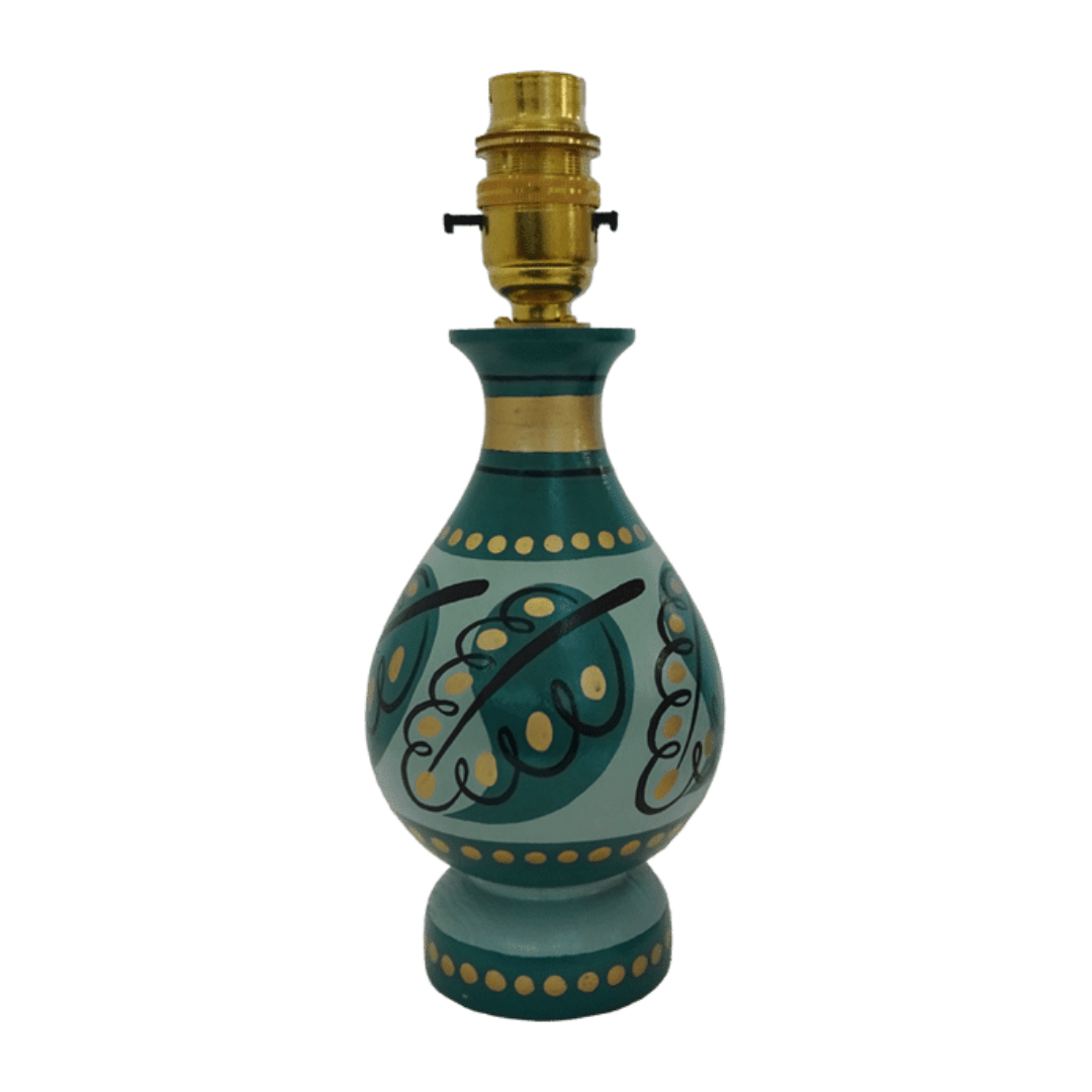Paisley Leaf Vase Lamp - Green Gold