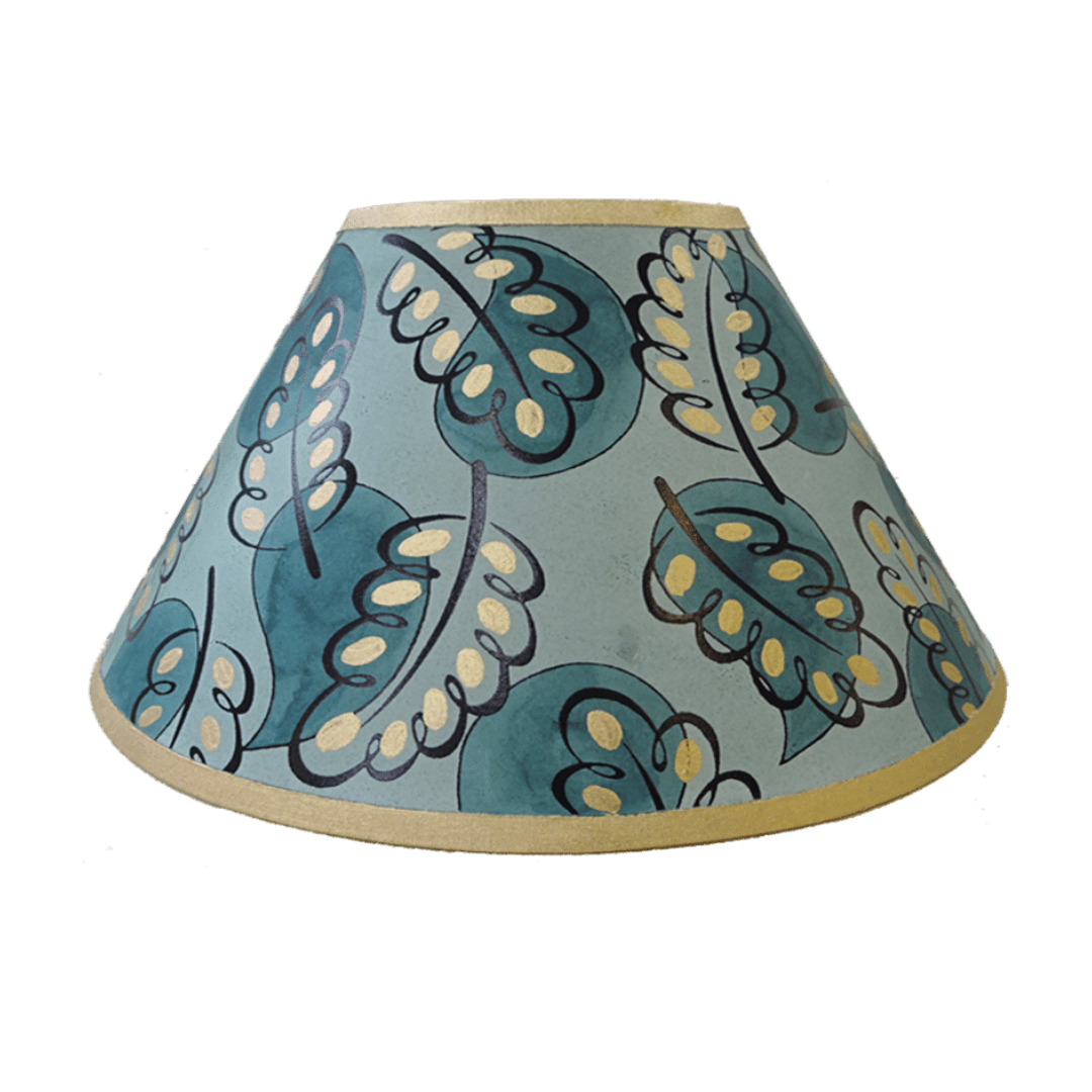 Paisley Leaf Hand Painted 10" Lampshade in Green Gold