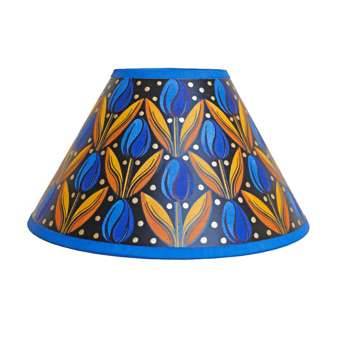 Tulips Hand Painted 10" Lampshade in Blue Gold