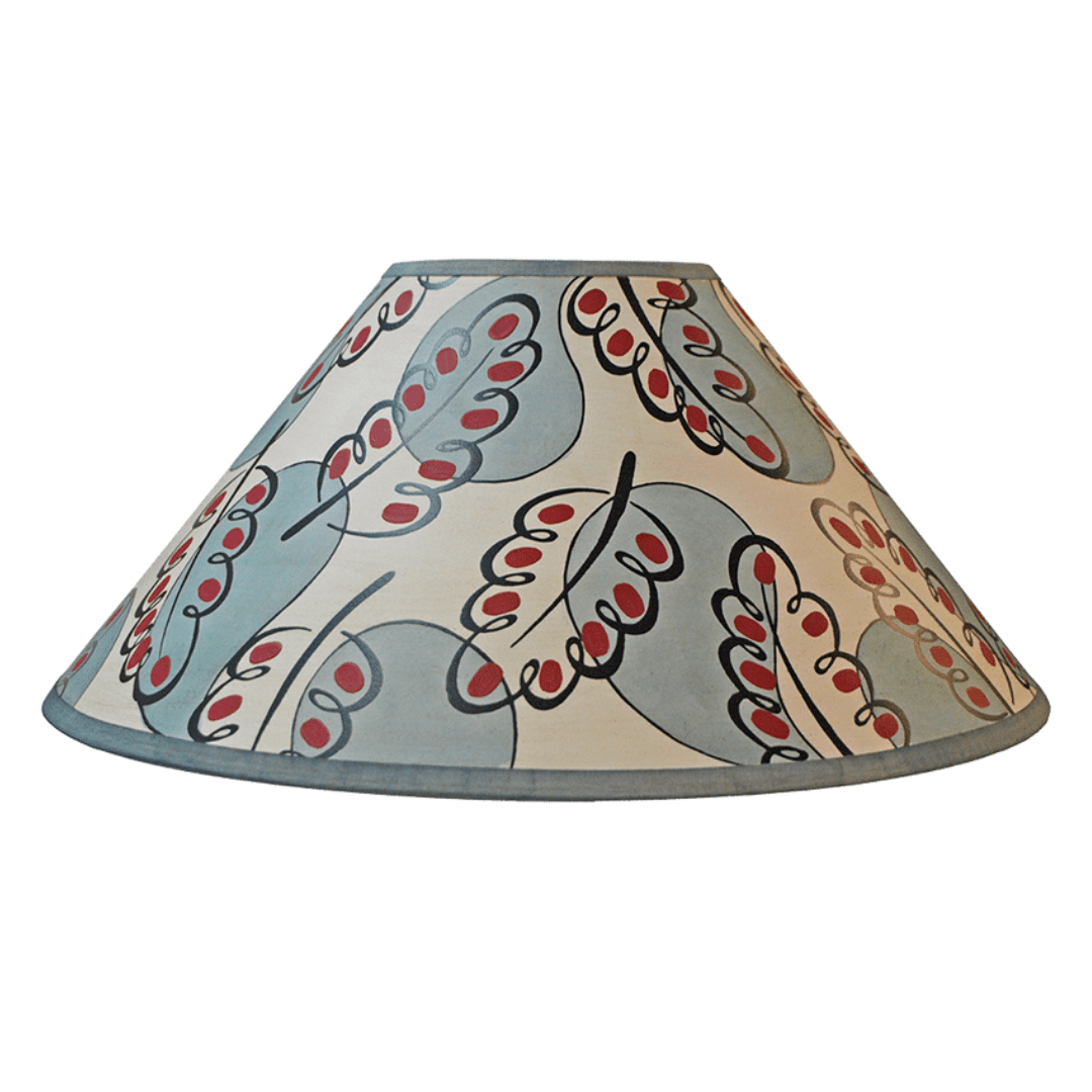 Paisley Leaf Hand Painted 14" Lampshade in Blue