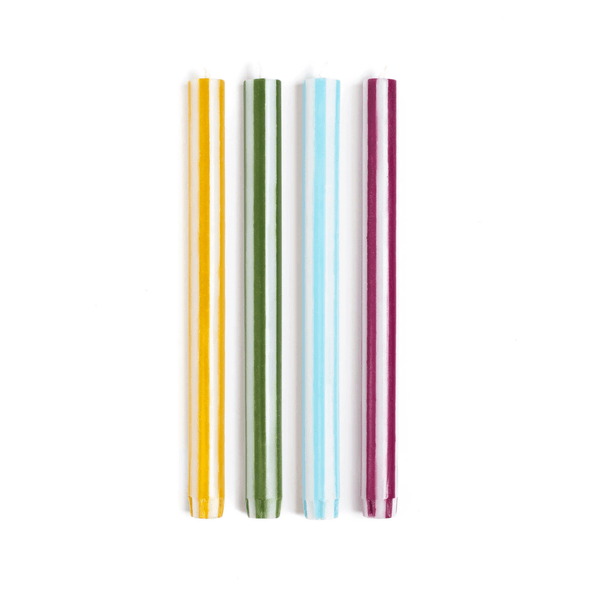 Stripe Dinner Candles - Mixed Set: White Lights 1