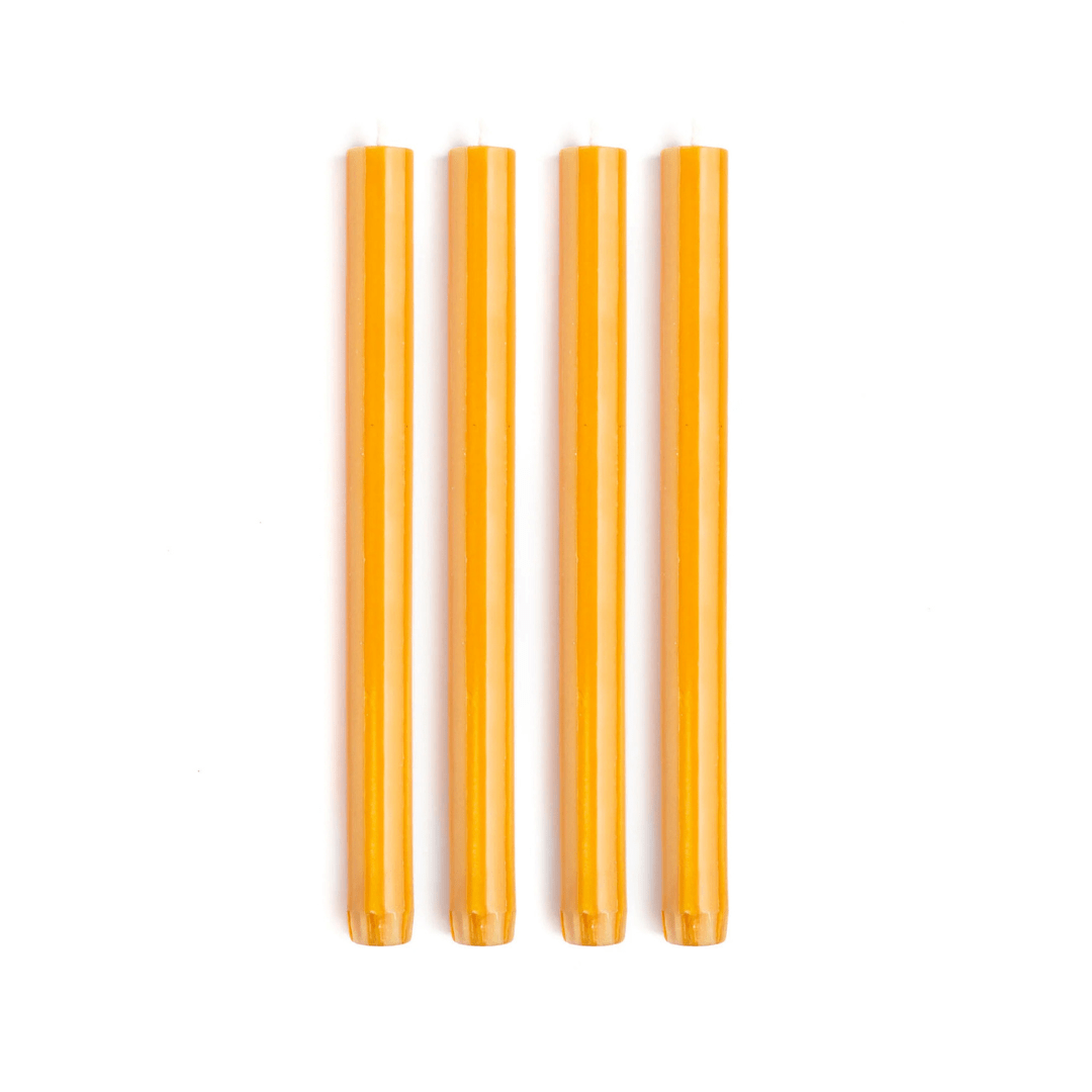 Stripe Dinner Candles - Clementine / Yellow Fade
