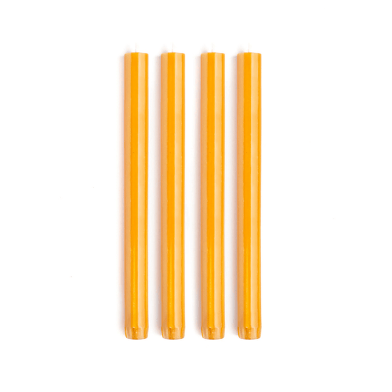 Stripe Dinner Candles - Clementine / Yellow Fade