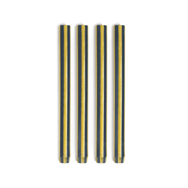 Stripe Dinner Candles - Chartreuse Green / Charcoal