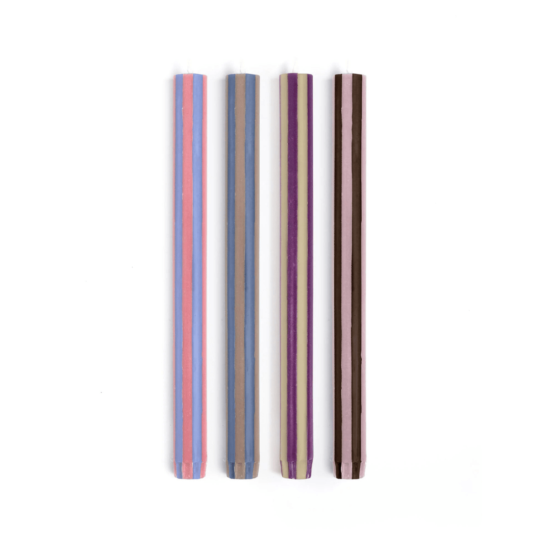 Stripe Dinner Candles - Mixed Set: Colours Contrast 1