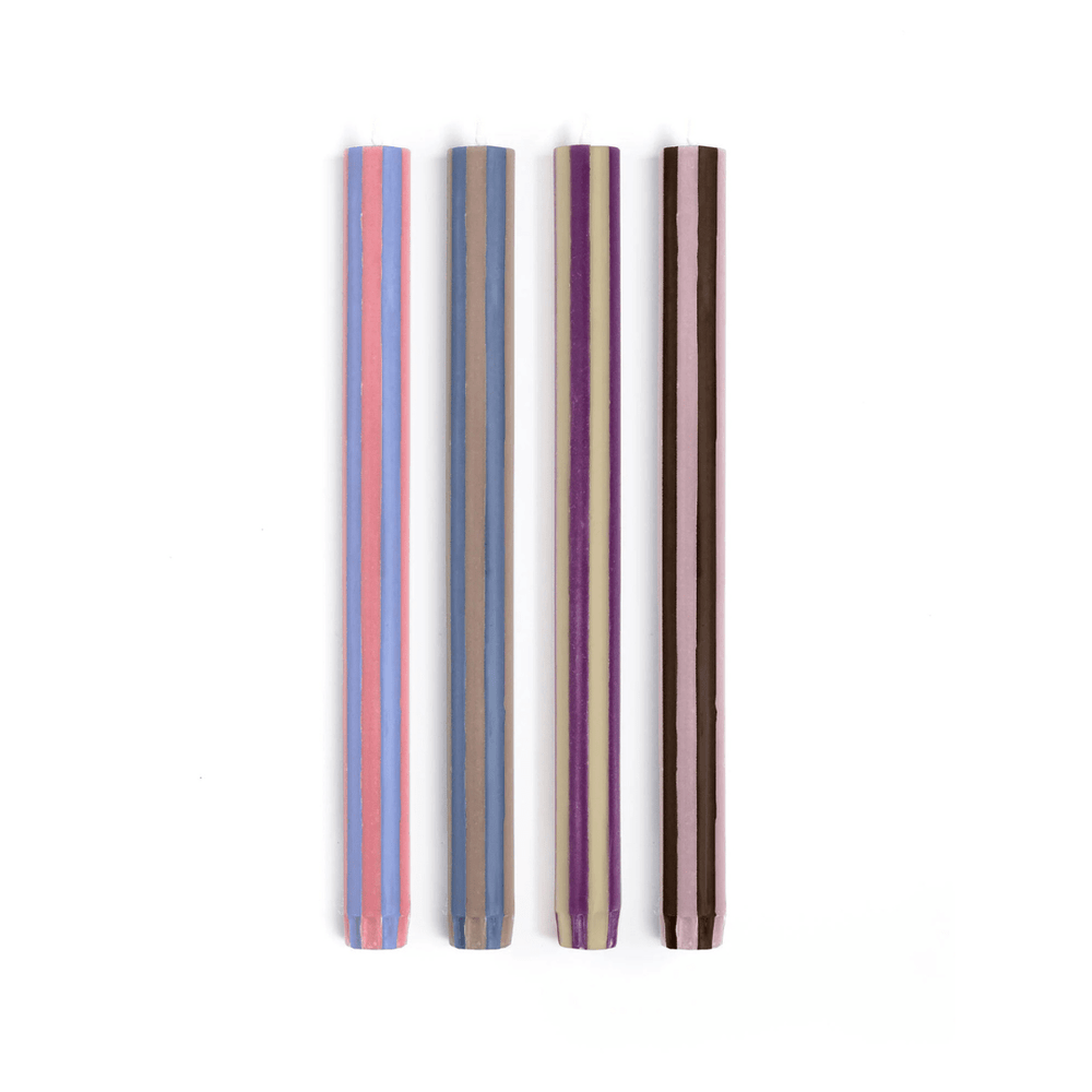Stripe Dinner Candles - Mixed Set: Colours Contrast 1