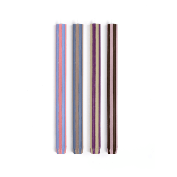 Stripe Dinner Candles - Mixed Set: Colours Contrast 1