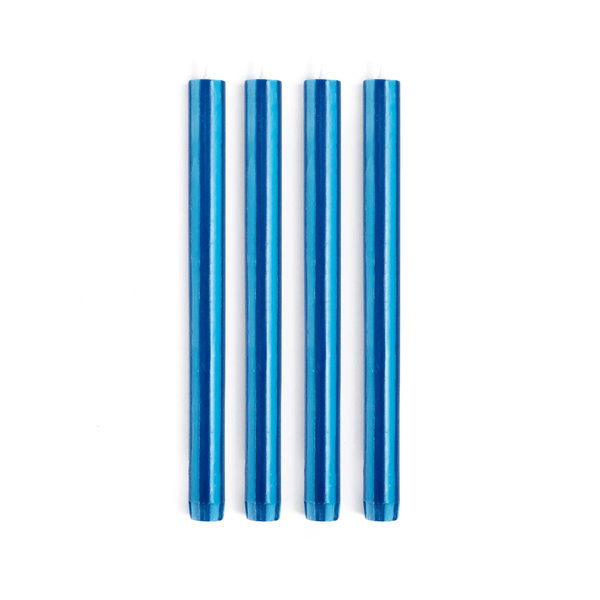 Stripe Dinner Candles - Navy / Aqua Blue