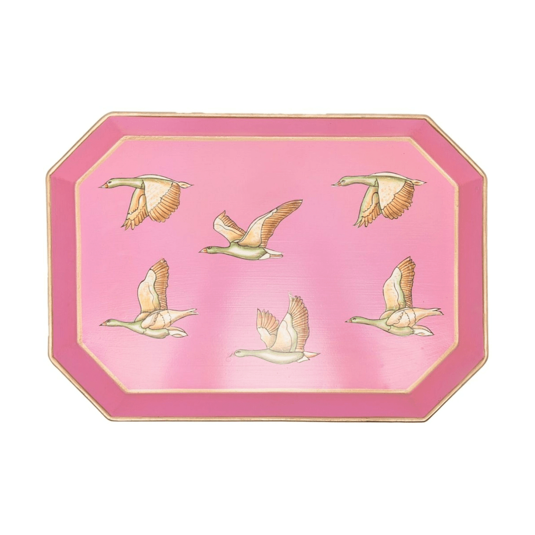 Fauna Hand-Painted Iron Tray - Geese