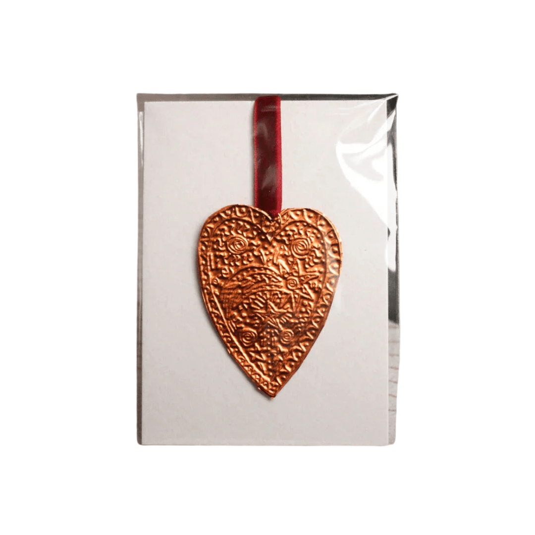 With Love Copper Heart Embossed Ornament