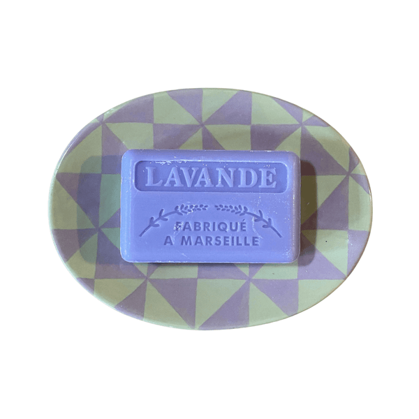 Diamond Soap Dish, Lilac and Green
