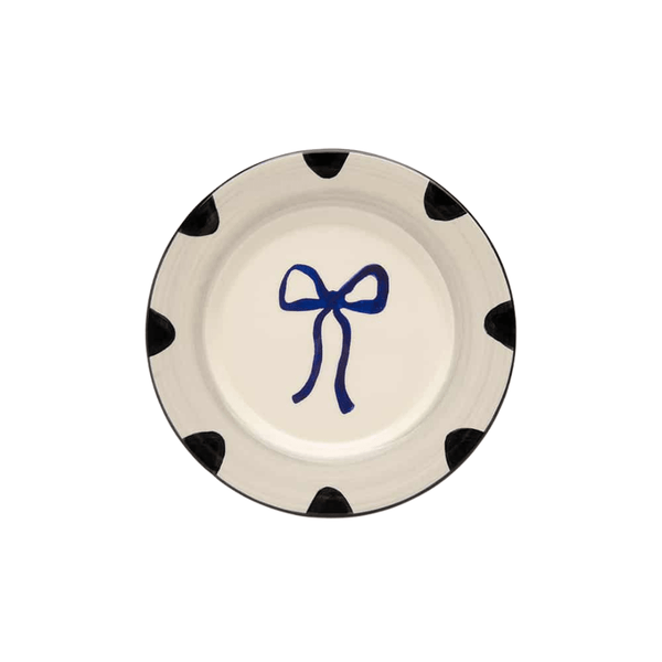 Blue Bow Dessert Plate