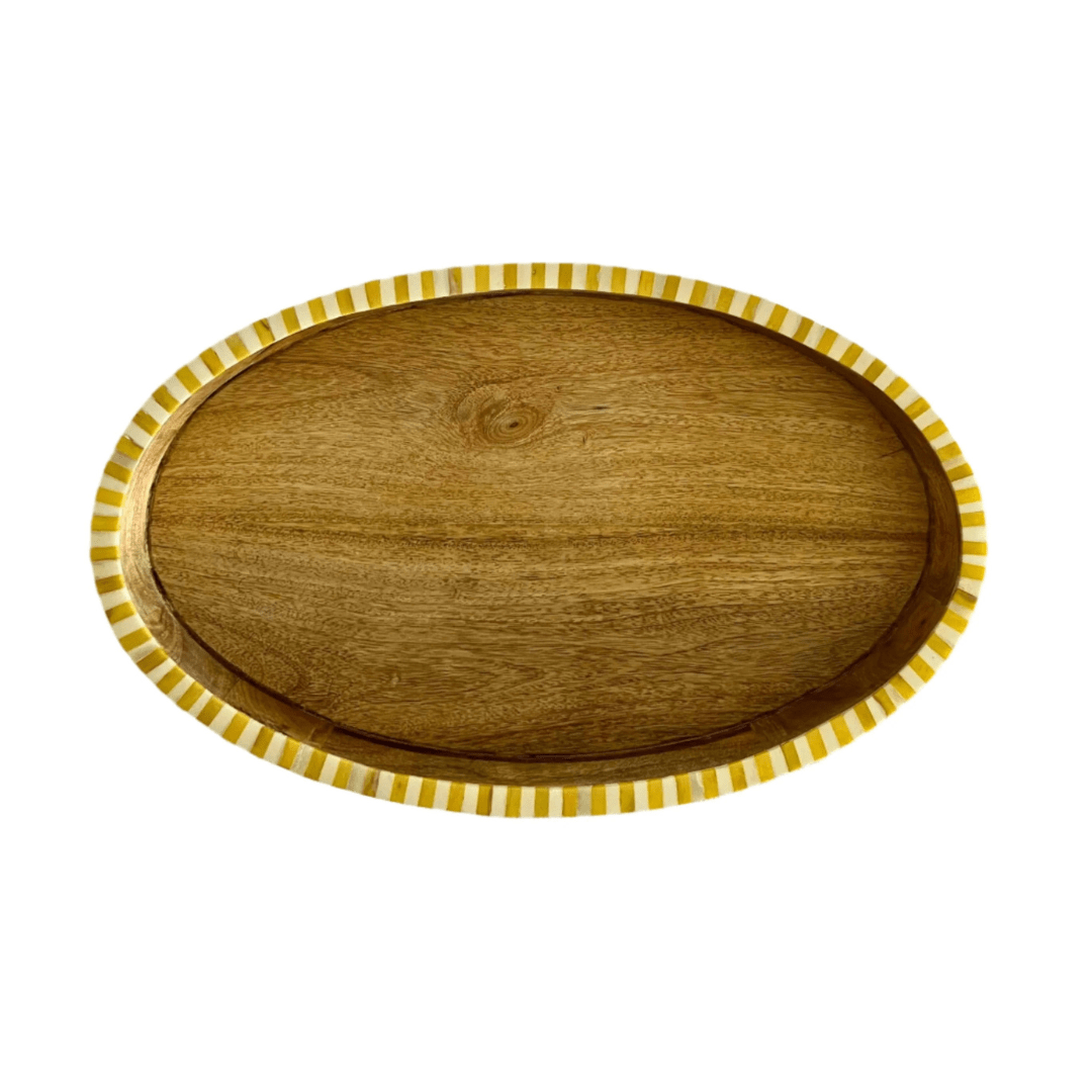 Oval Inlay Tray | Large | Yellow | Striped