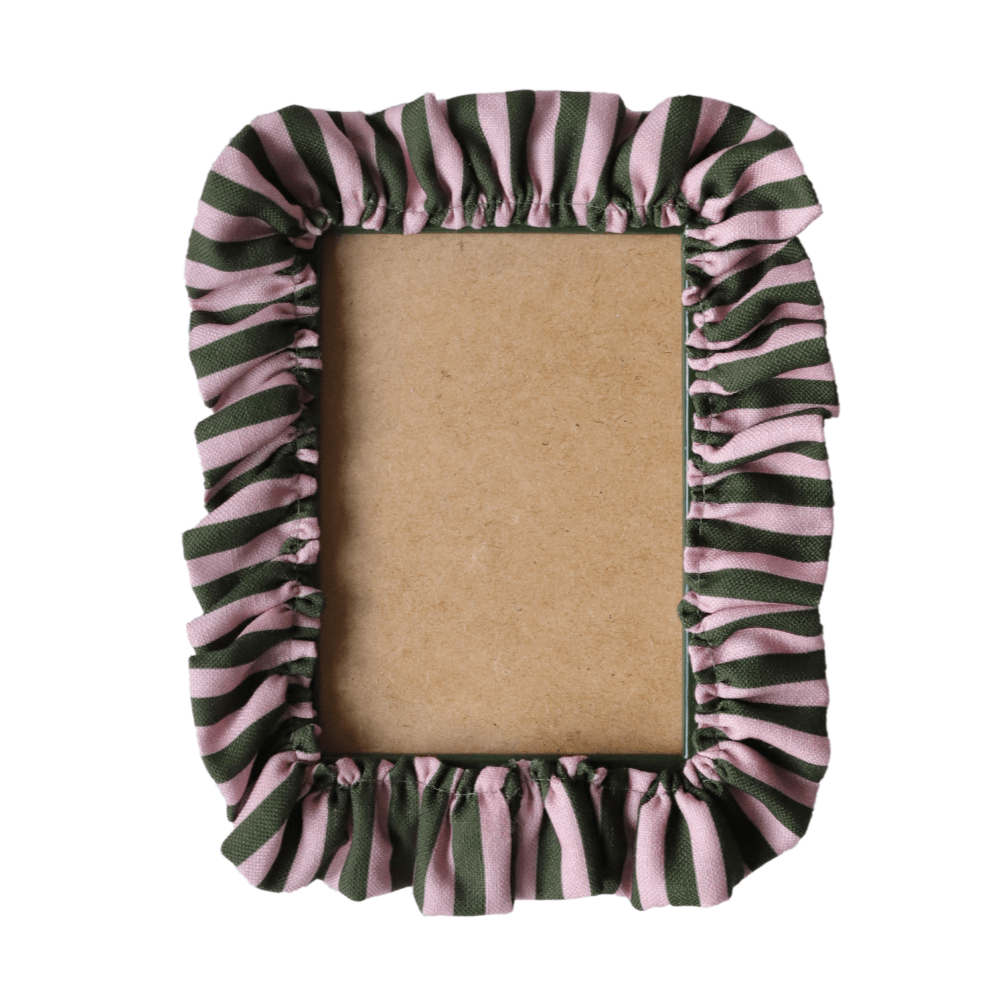 Dark Olive & Rose Stripe Ruffle Frame