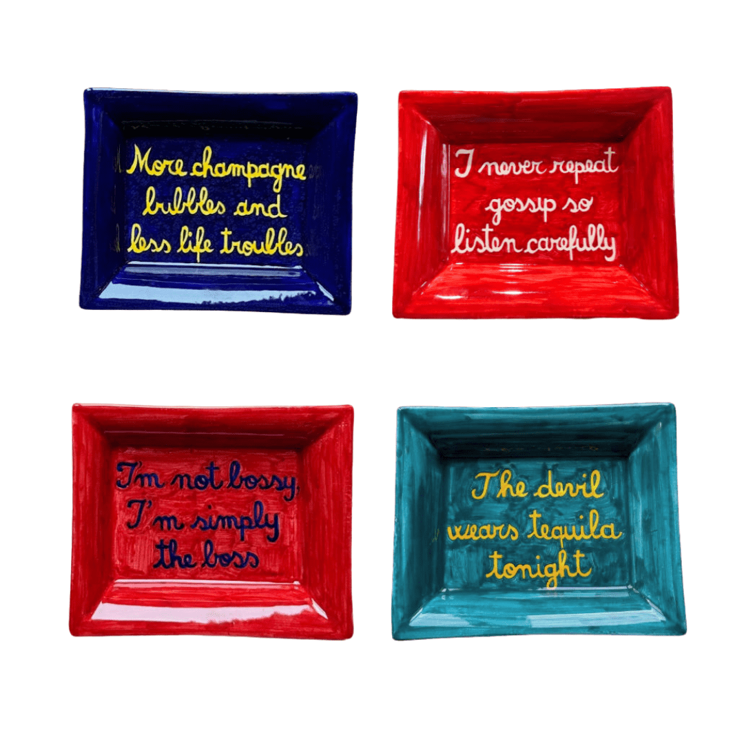 Sveva's Home Ceramic Quote Ashtray Mixed Set of 4