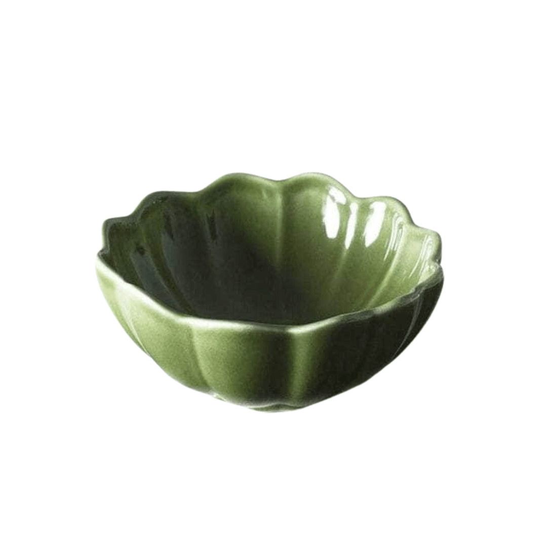 Green Scallop Ceramic Dip Bowls x 3
