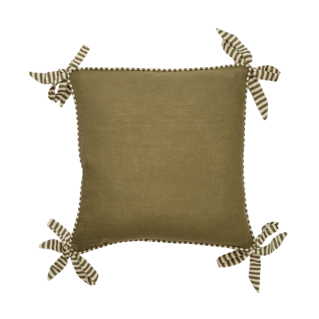 Olive Ribbon Cushion Cover