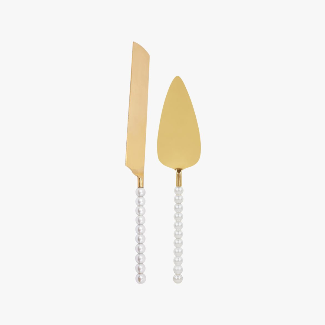 Set of Pearl Cake Knife and Server
