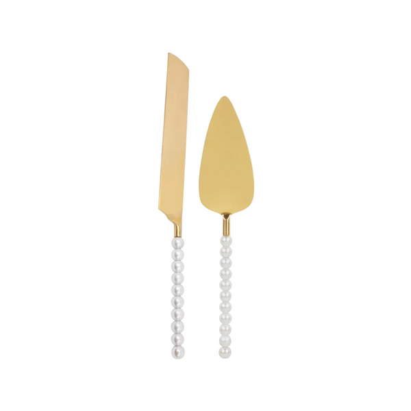 Set of Pearl Cake Knife and Server