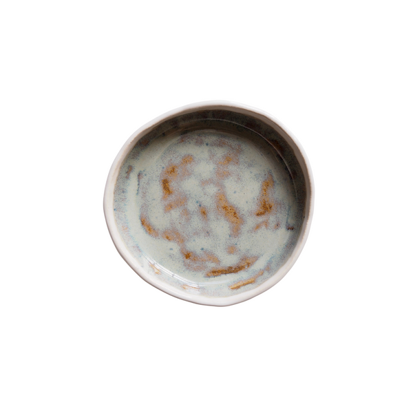 Handmade Blue/Brown Flat Ceramic Ring Dish