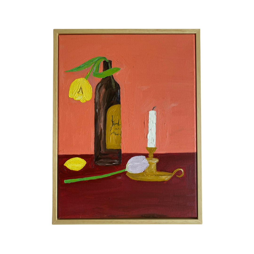 Velas, Vinho e Flores Painting