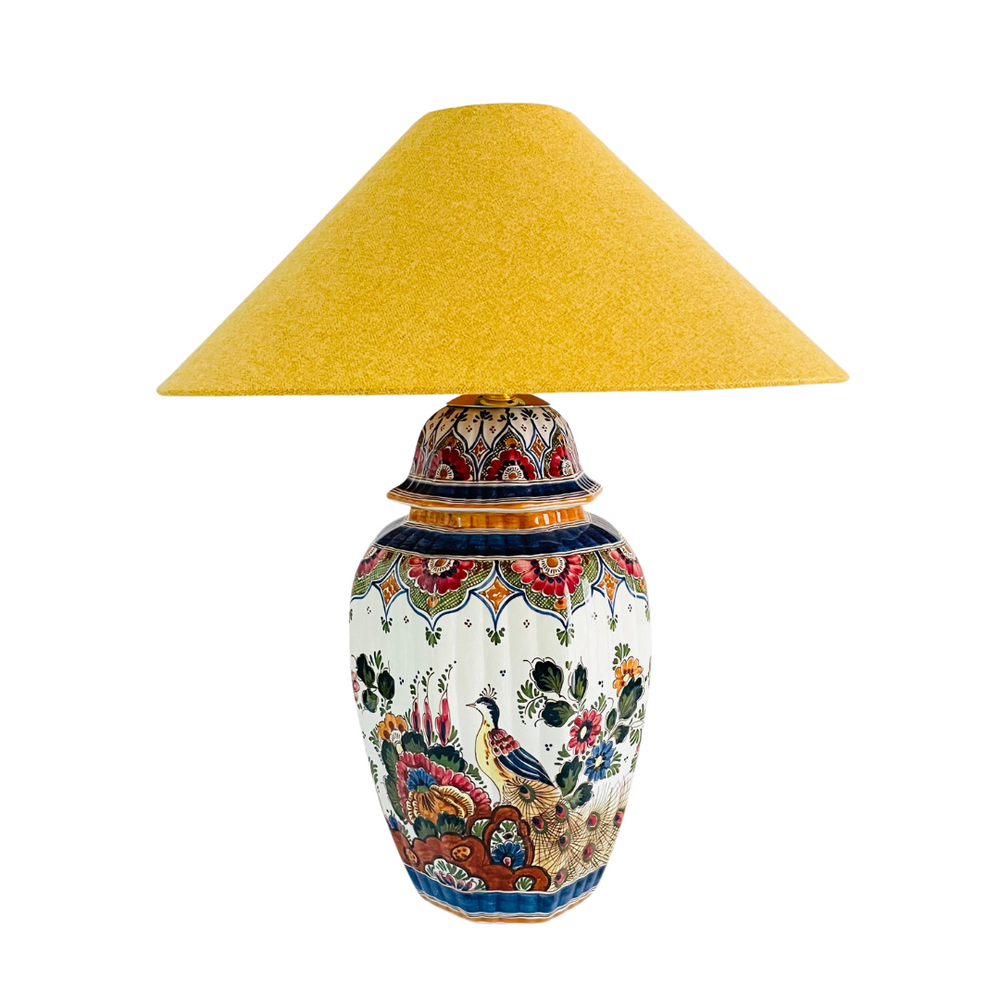 Large Antique Delft Polychrome Lamp