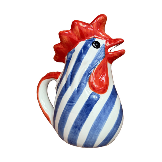Blue Striped Rooster Carafe
