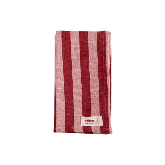 Jaipur Stripe Tea Towel, Pomegranate