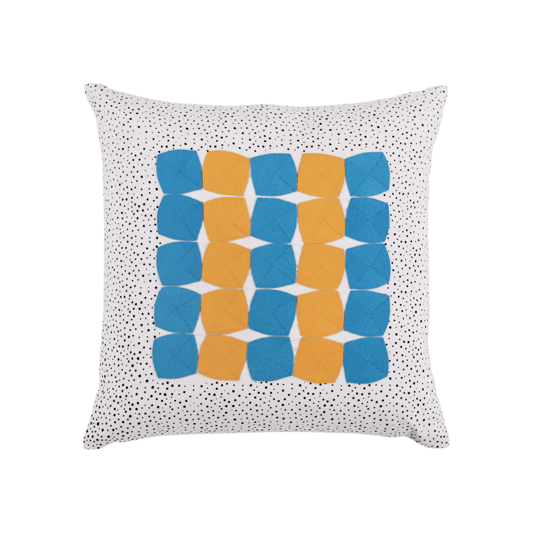 Cubes Cushion Cover - Blue & Yellow