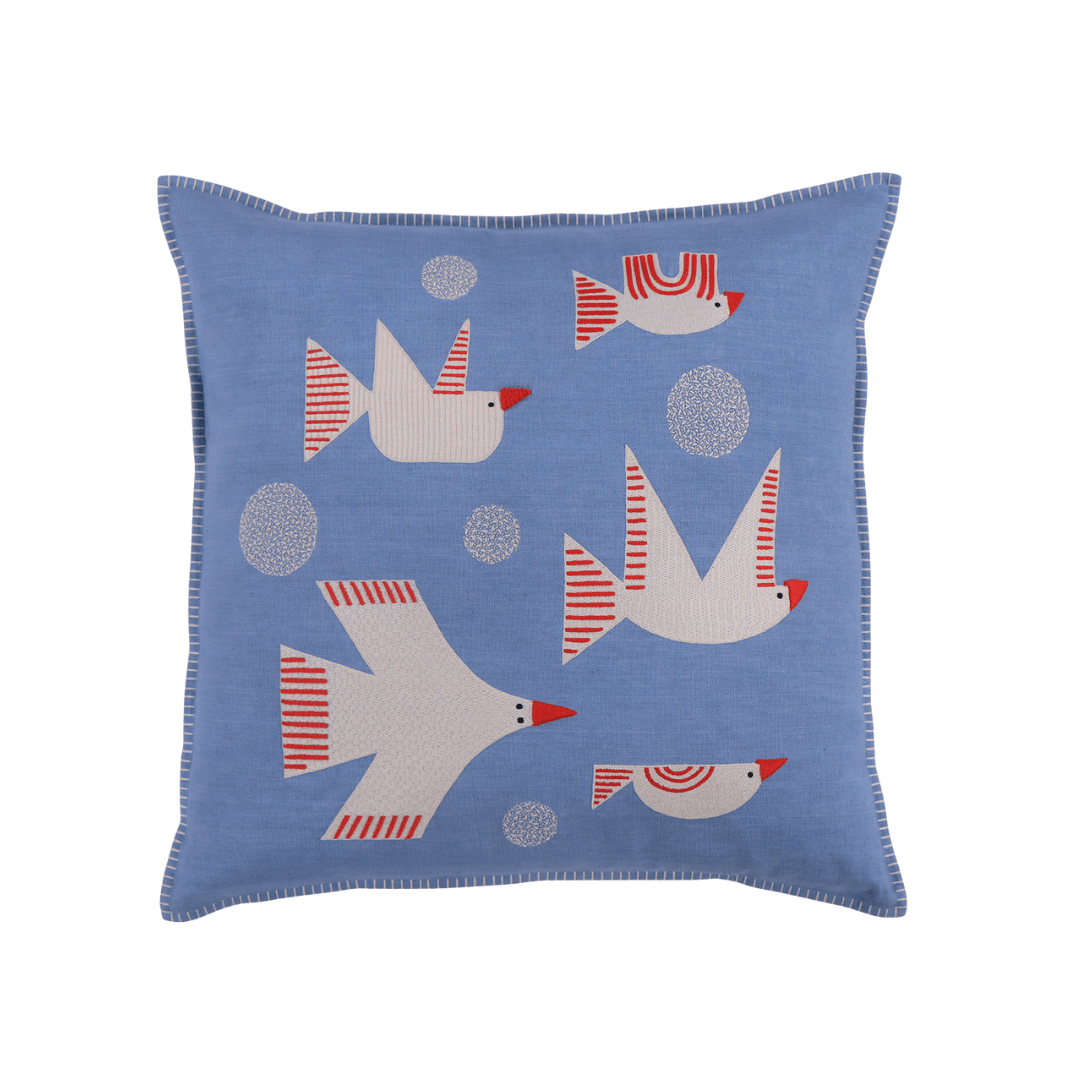 Birds Cushion Cover - Blue