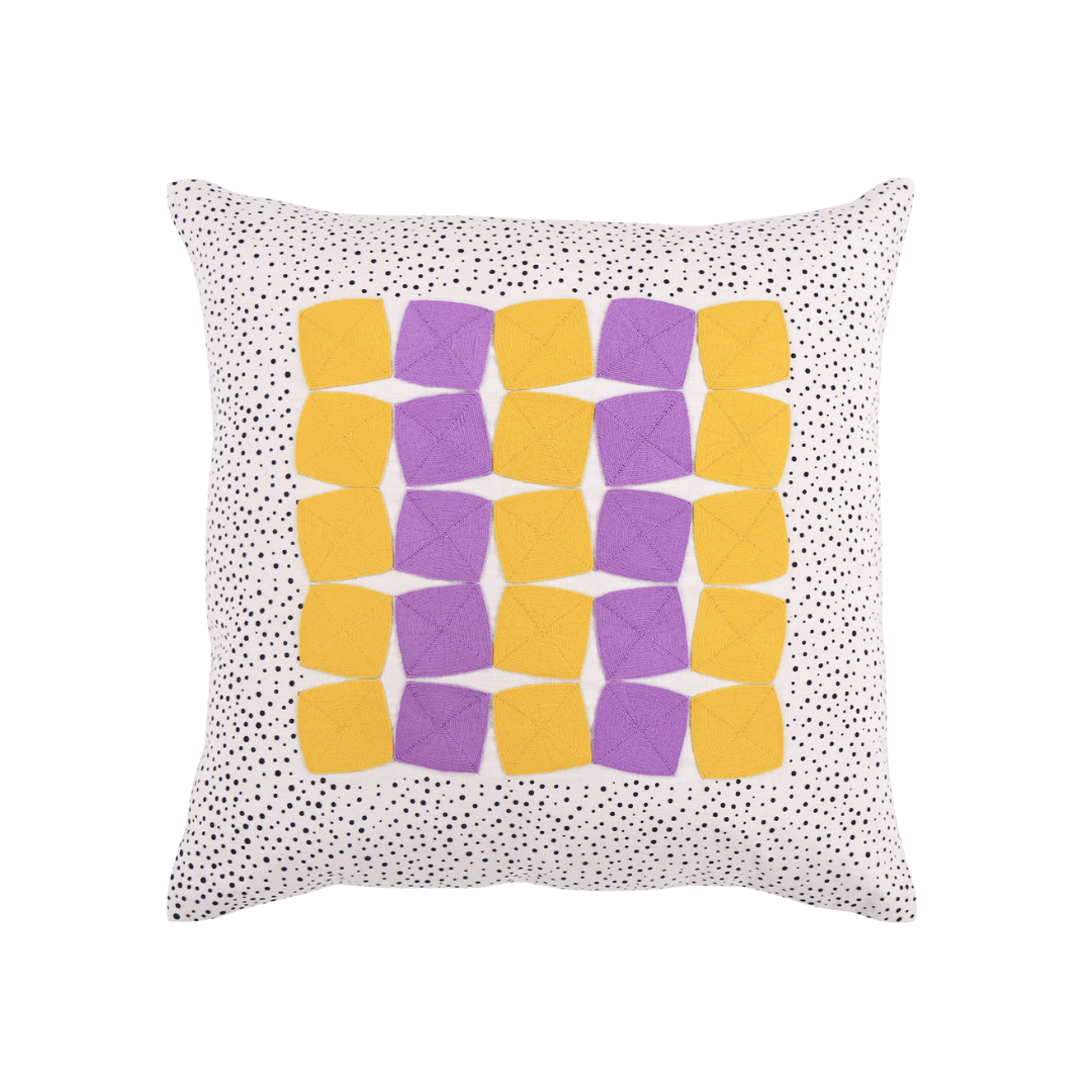 Cubes Cushion Cover - Purple & Yellow