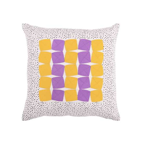 Cubes Cushion Cover - Purple & Yellow
