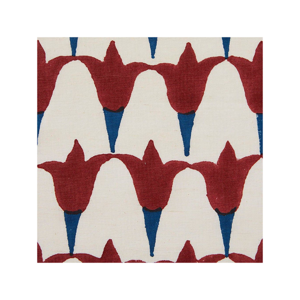 Tulip Block Printed Fabric Linen/Cotton Iron/Indigo Sample