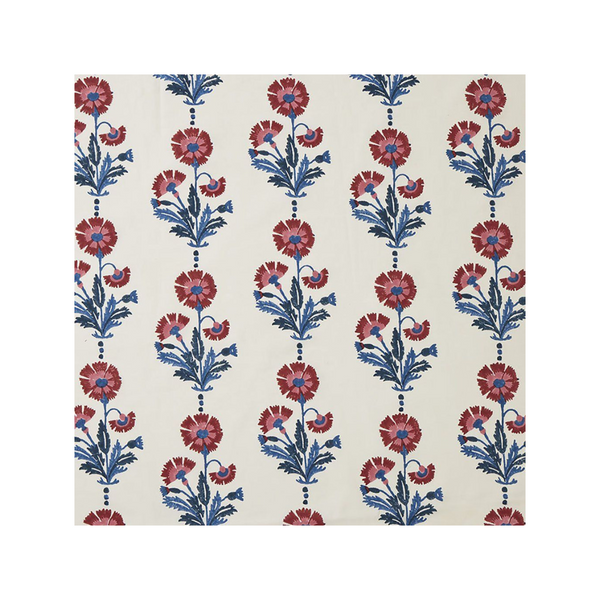 Dianthus Block Printed Fabric Cotton Indigo/Iron