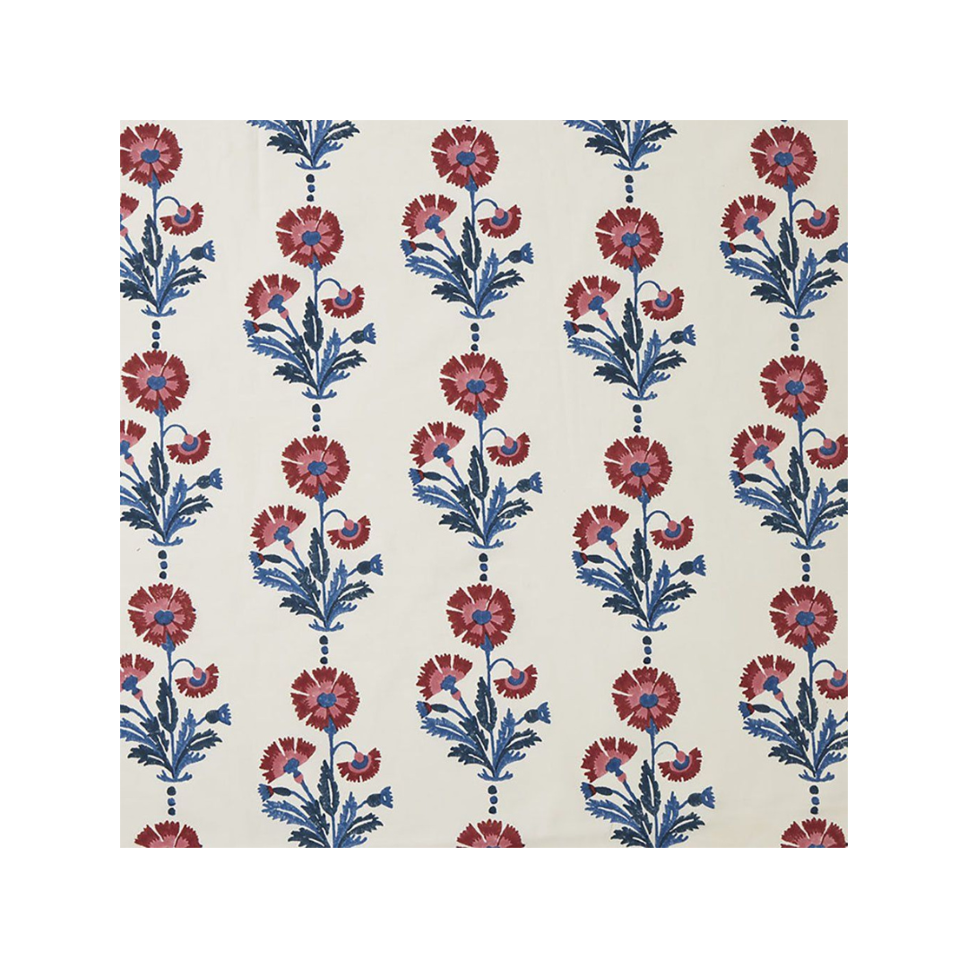 Dianthus Block Printed Fabric Cotton Indigo/Iron Sample