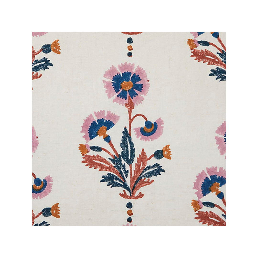 Dianthus Block Printed Fabric Cotton Rust/Rose Sample