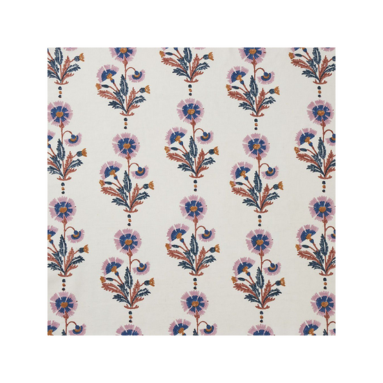 Dianthus Block Printed Fabric Cotton Rust/Rose