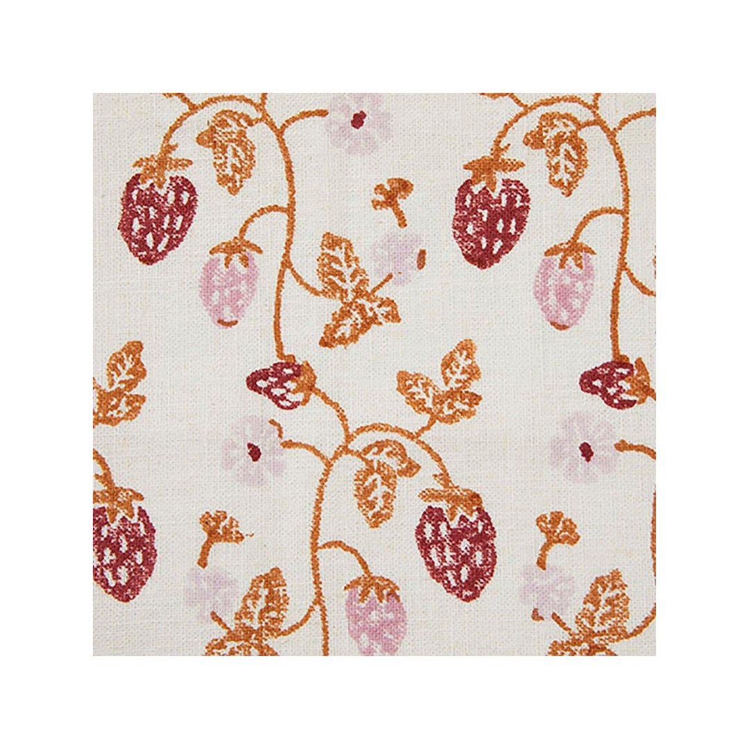 Strawberry Block Printed Fabric Linen/Cotton Copper Sample