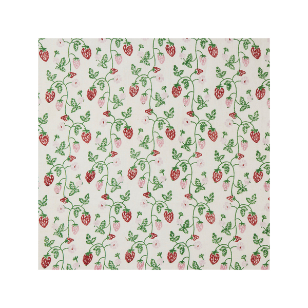 Strawberry Block Printed Fabric Linen/Cotton Grass