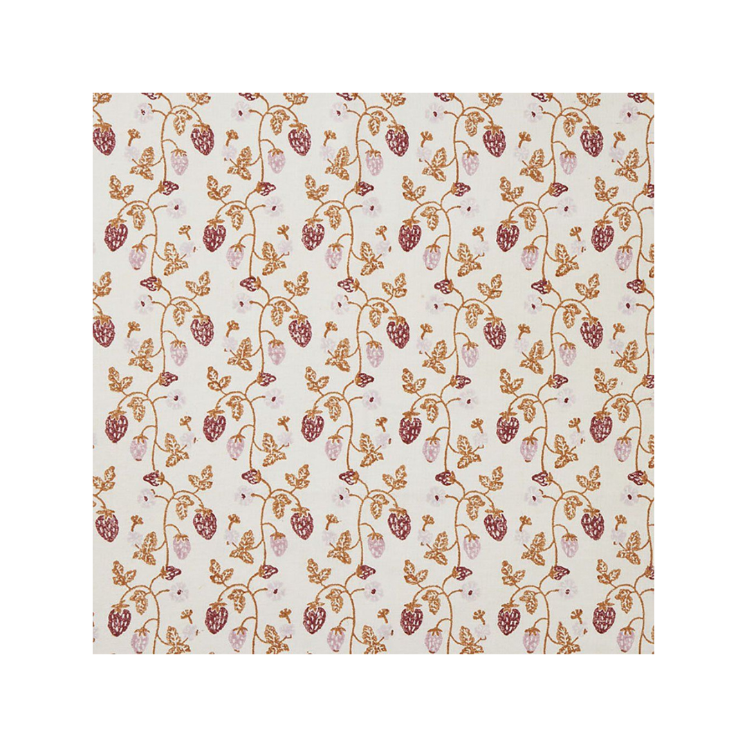 Strawberry Block Printed Fabric Linen/Cotton Copper
