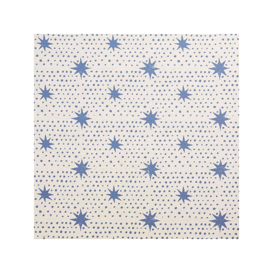 Spot & Star Printed Fabric Linen/Cotton Indigo Sample