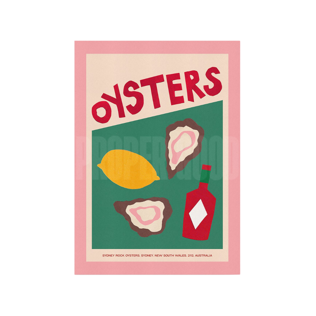 Oysters Hand Collaged Print