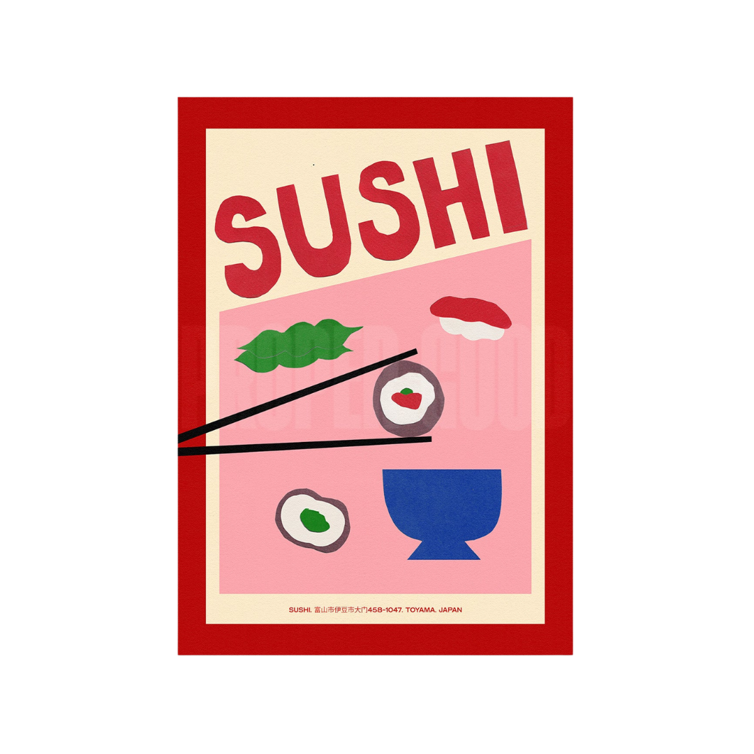 Sushi Hand Collaged Print