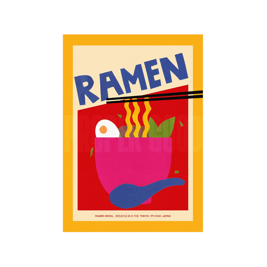 Ramen Hand Collaged Print