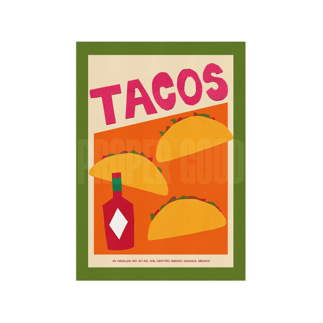 Tacos Hand Collaged Print