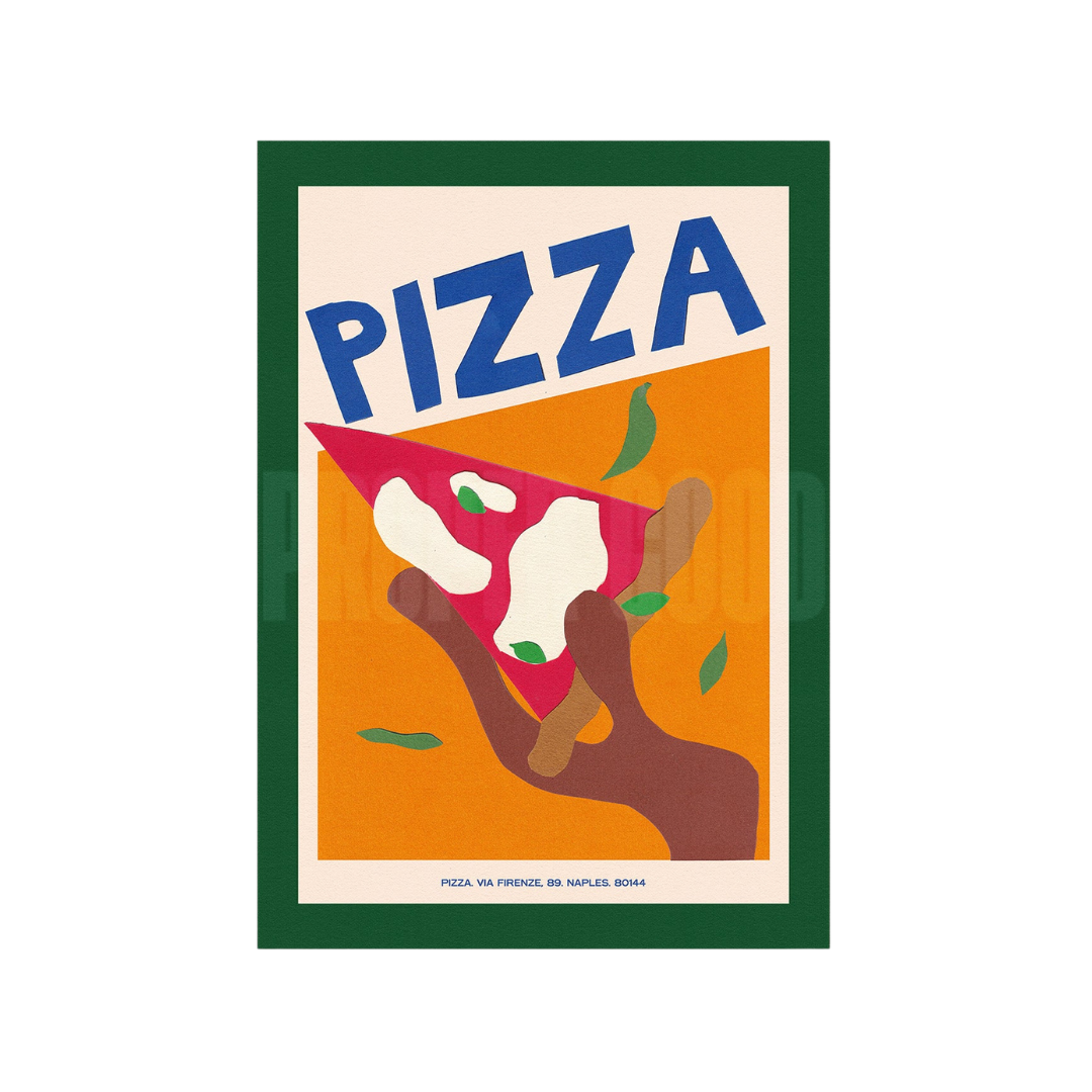 Pizza Hand Collaged Print