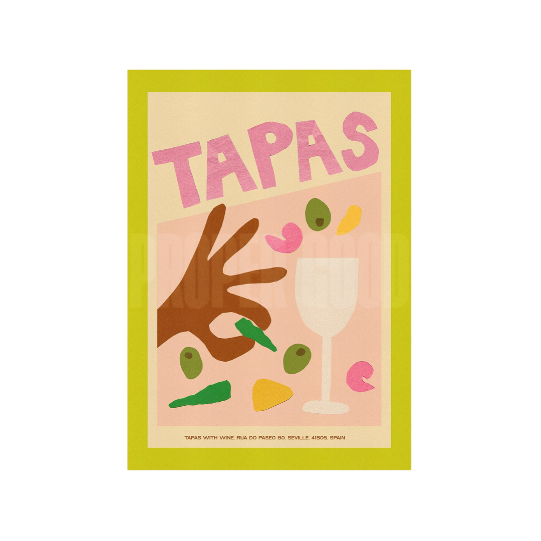 Tapas Hand Collaged Print