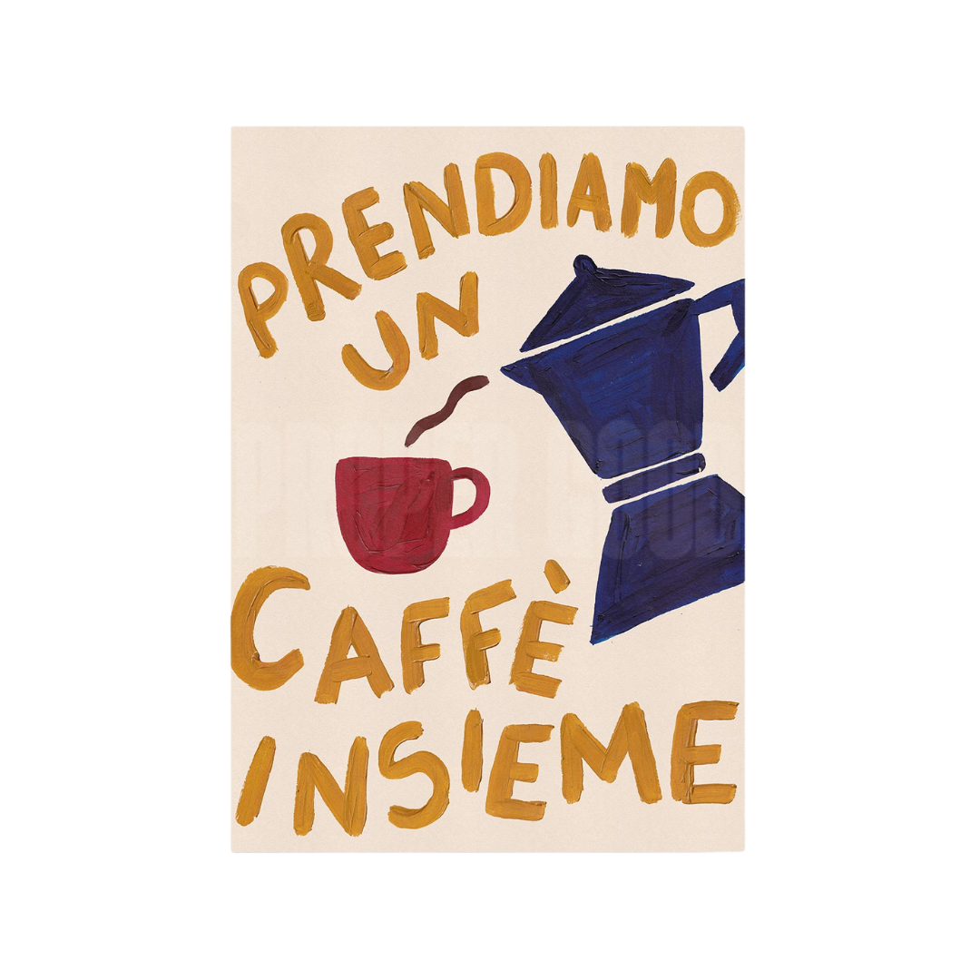 "Let's Have A Cup of Coffee" Hand Painted Print